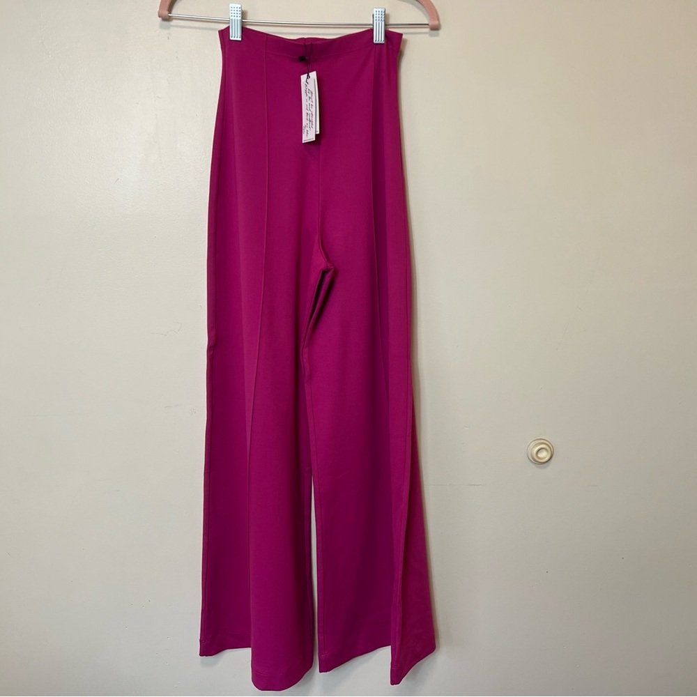 High-Waist Fuchsia Flare Pants